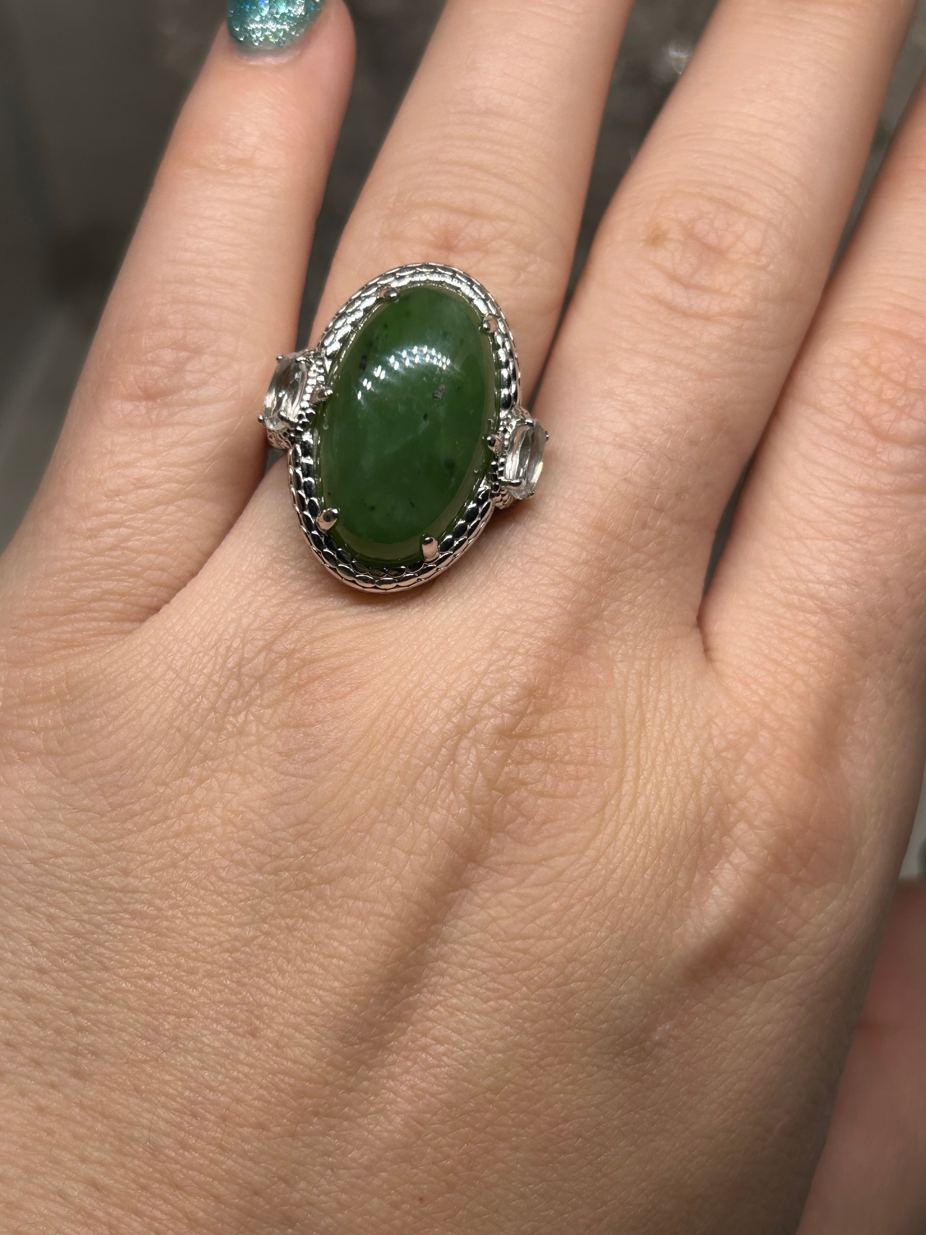 Nephrite Jade & Sapphire Statement Ring