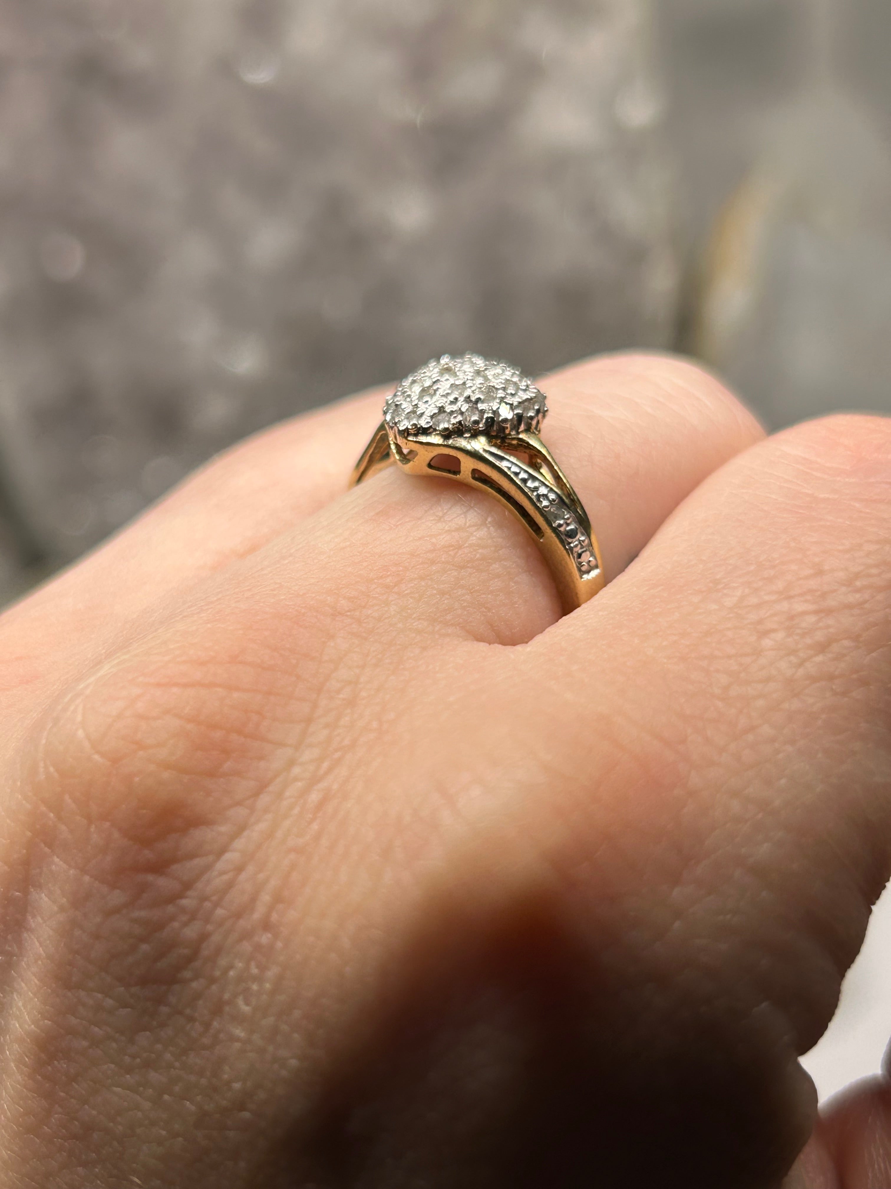 Vintage Natural Diamond Heart Ring 925