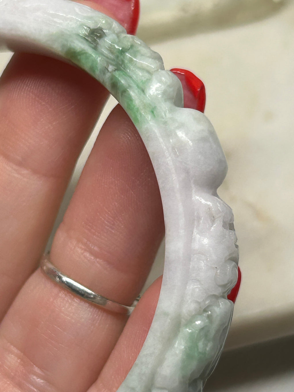 Carved Dragon Jade Bangle