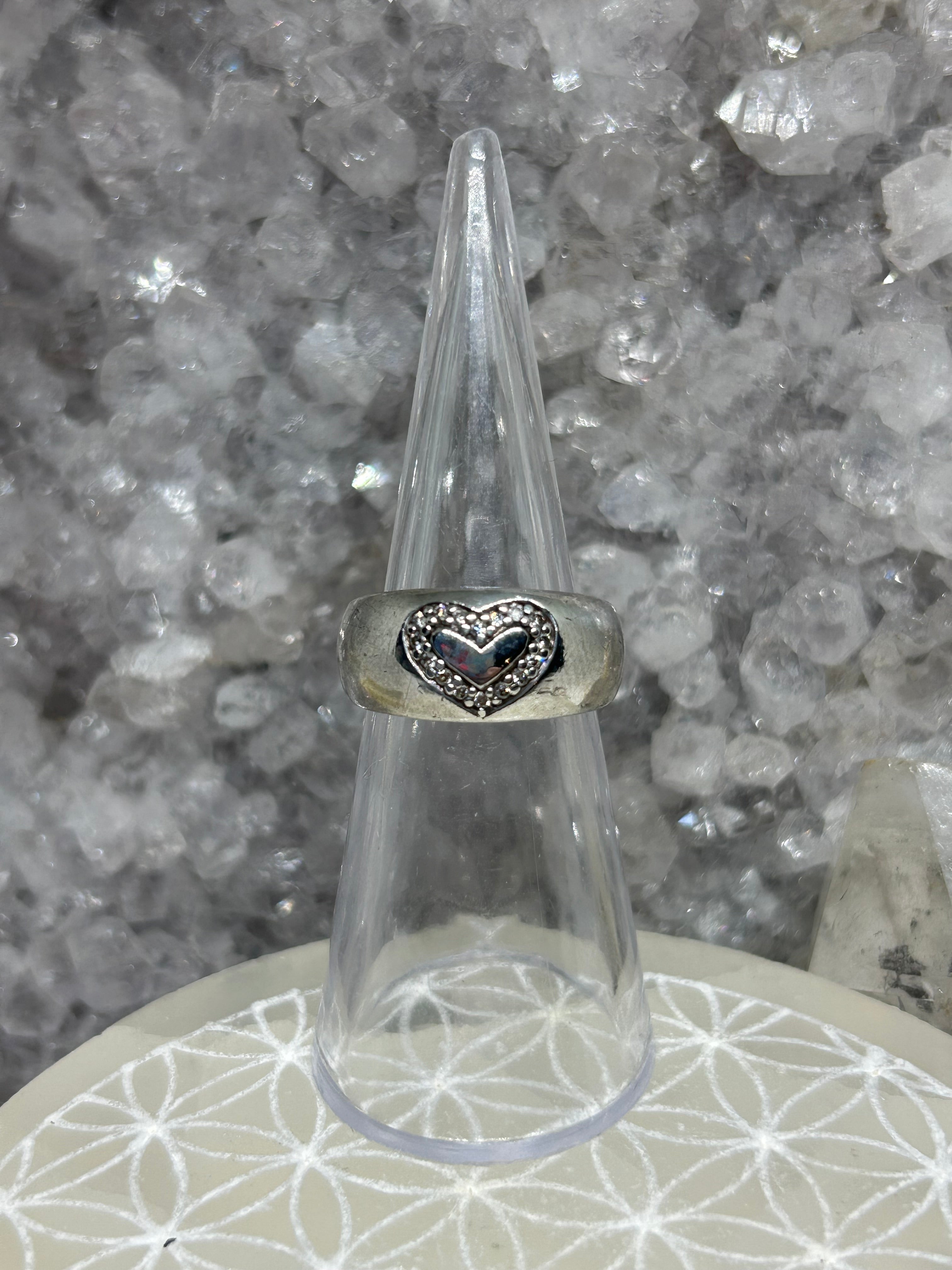 Vintage Diamond Heart Ring 925