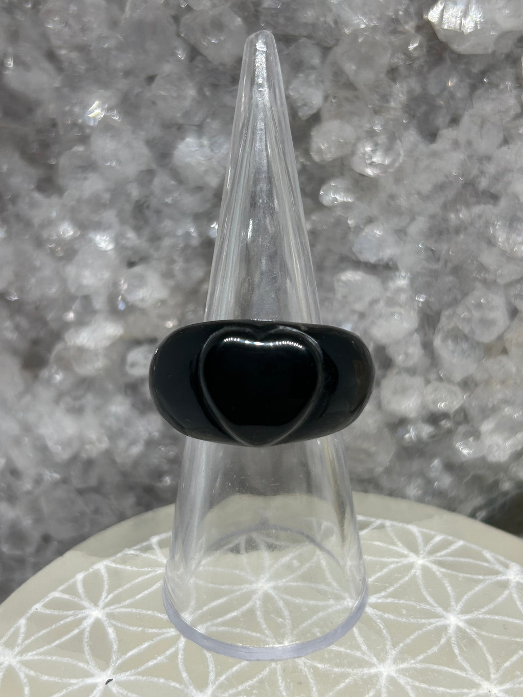 Vintage Black Onyx Carved Heart Ring