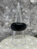 Vintage Black Onyx Carved Heart Ring