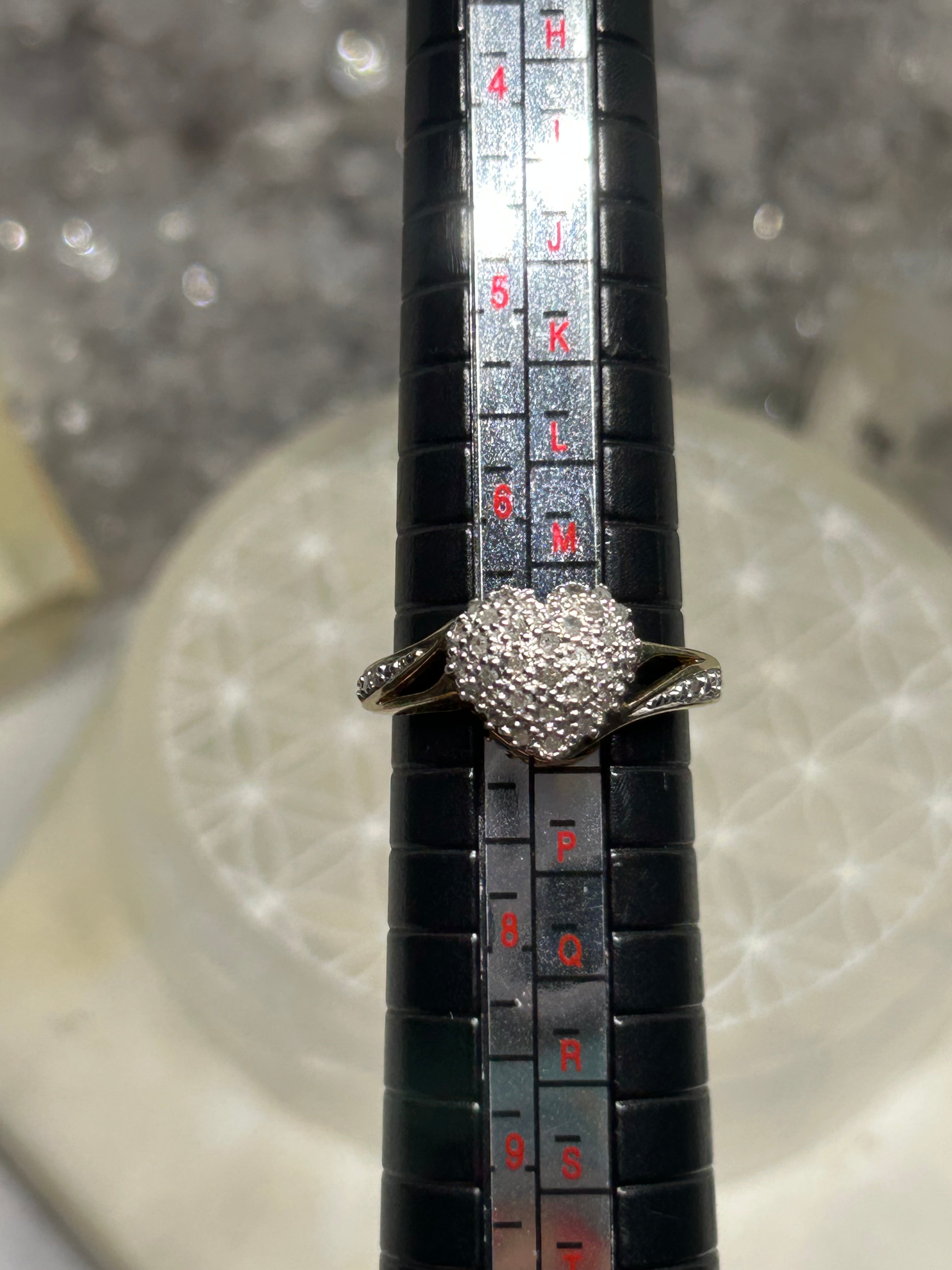 Vintage Natural Diamond Heart Ring 925