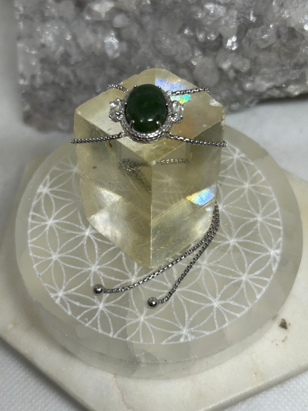 Nephrite Jade & Sapphire Bolo Bracelet