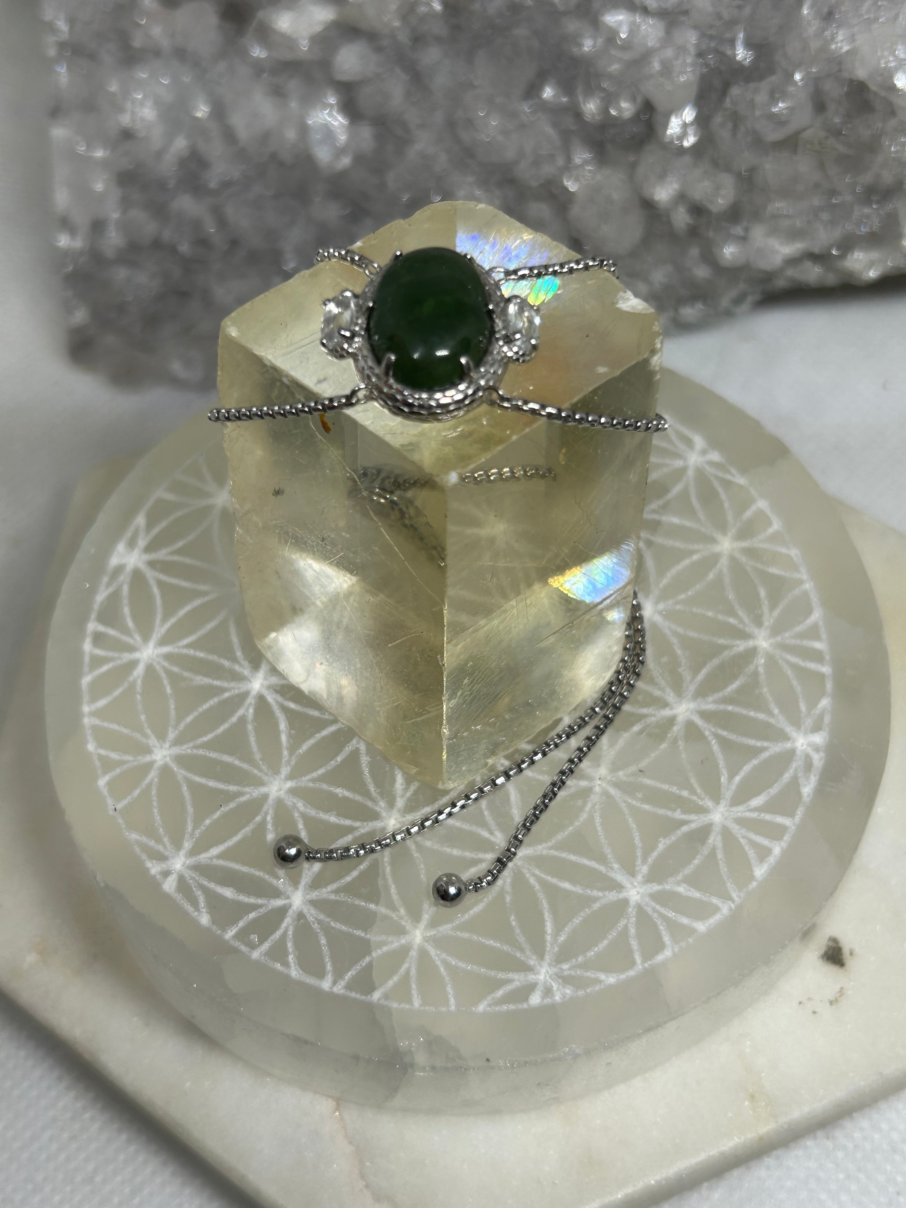 Nephrite Jade & Sapphire Bolo Bracelet