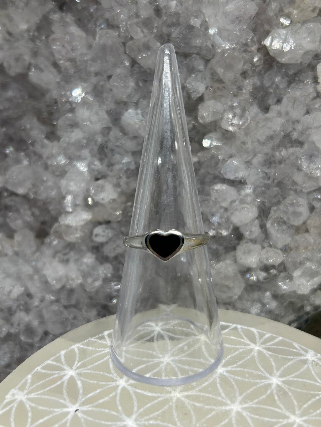 Vintage Black Onyx Heart Ring 925