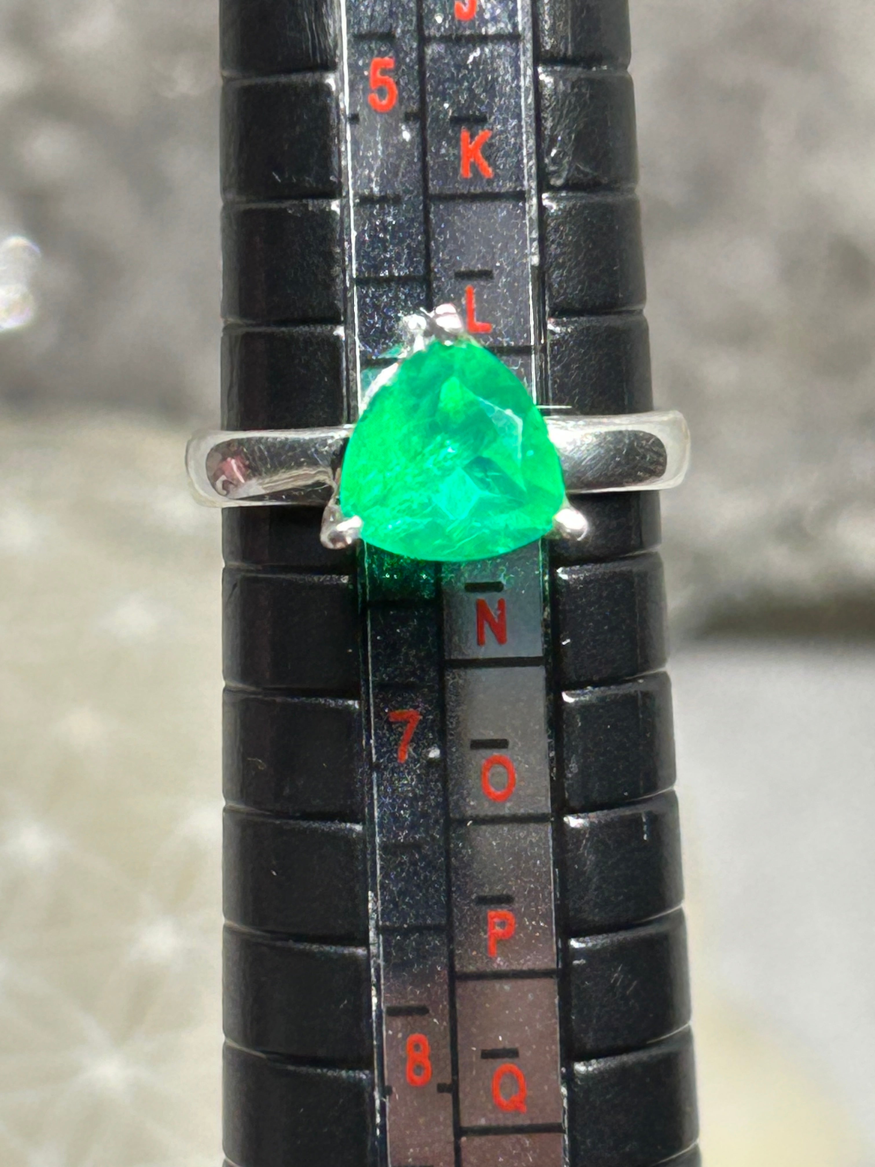 Trillion Cut Colombian Emerald Ring