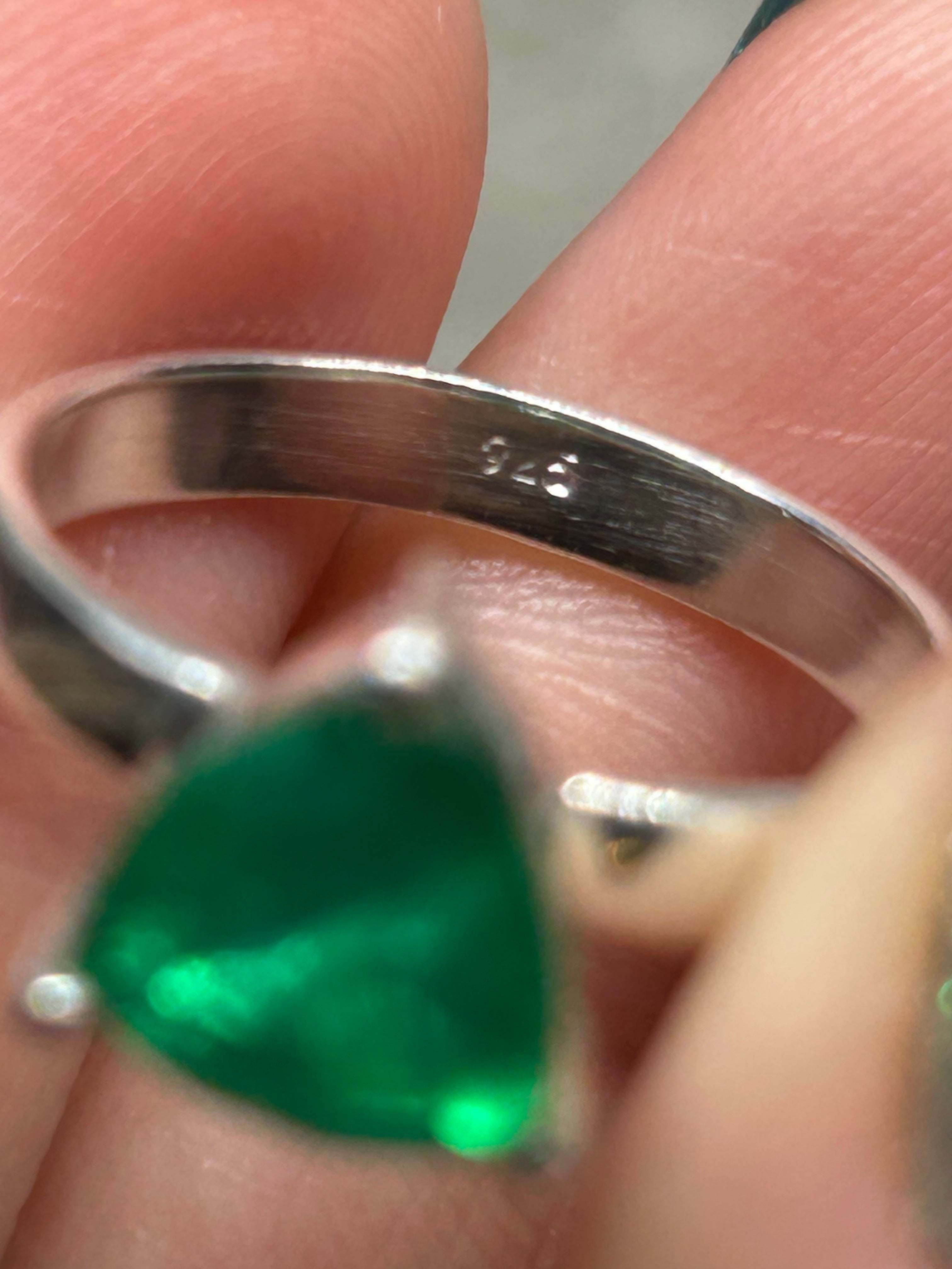 Trillion Cut Colombian Emerald Ring