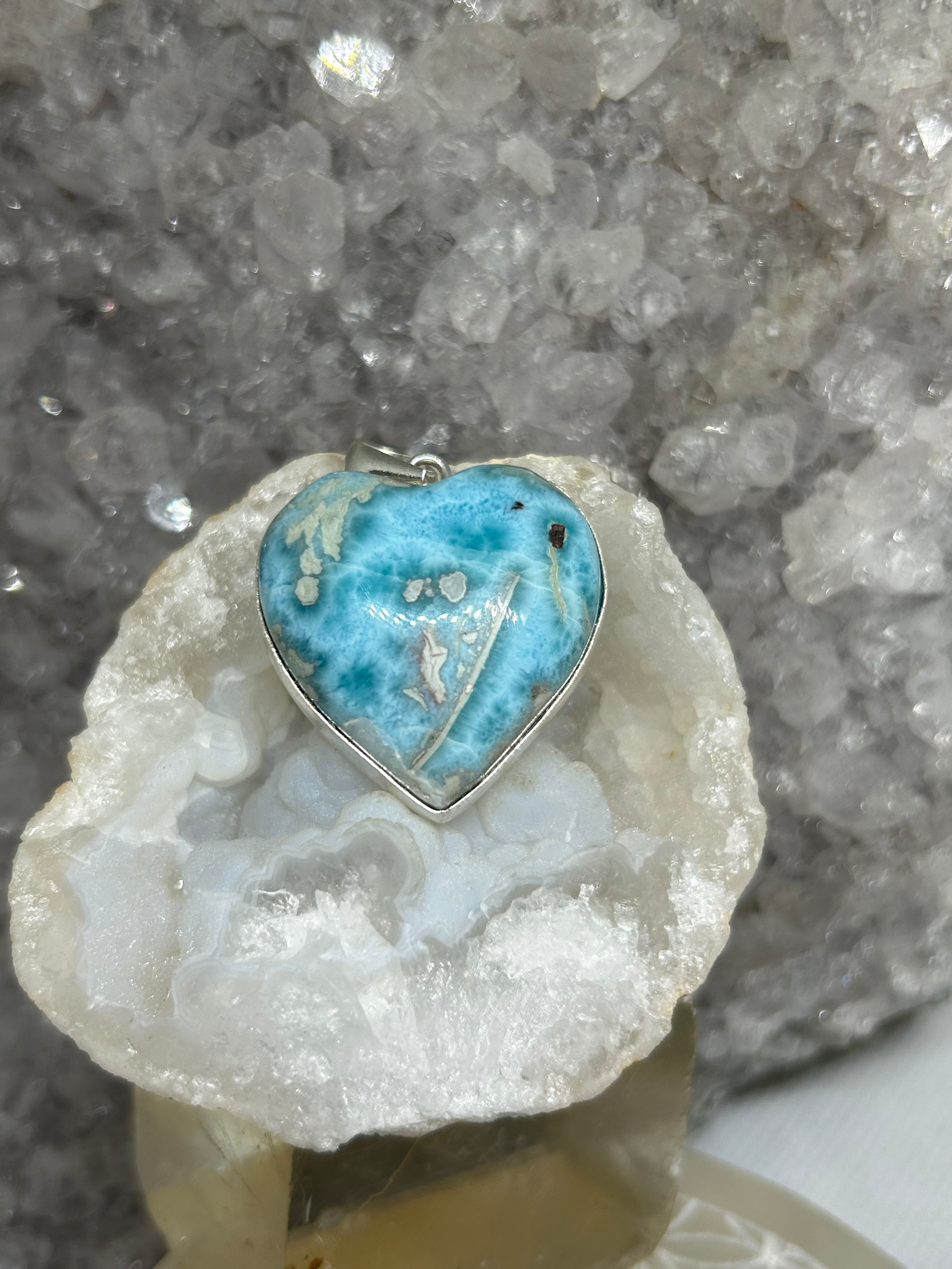 Larimar Heart Pendant 925