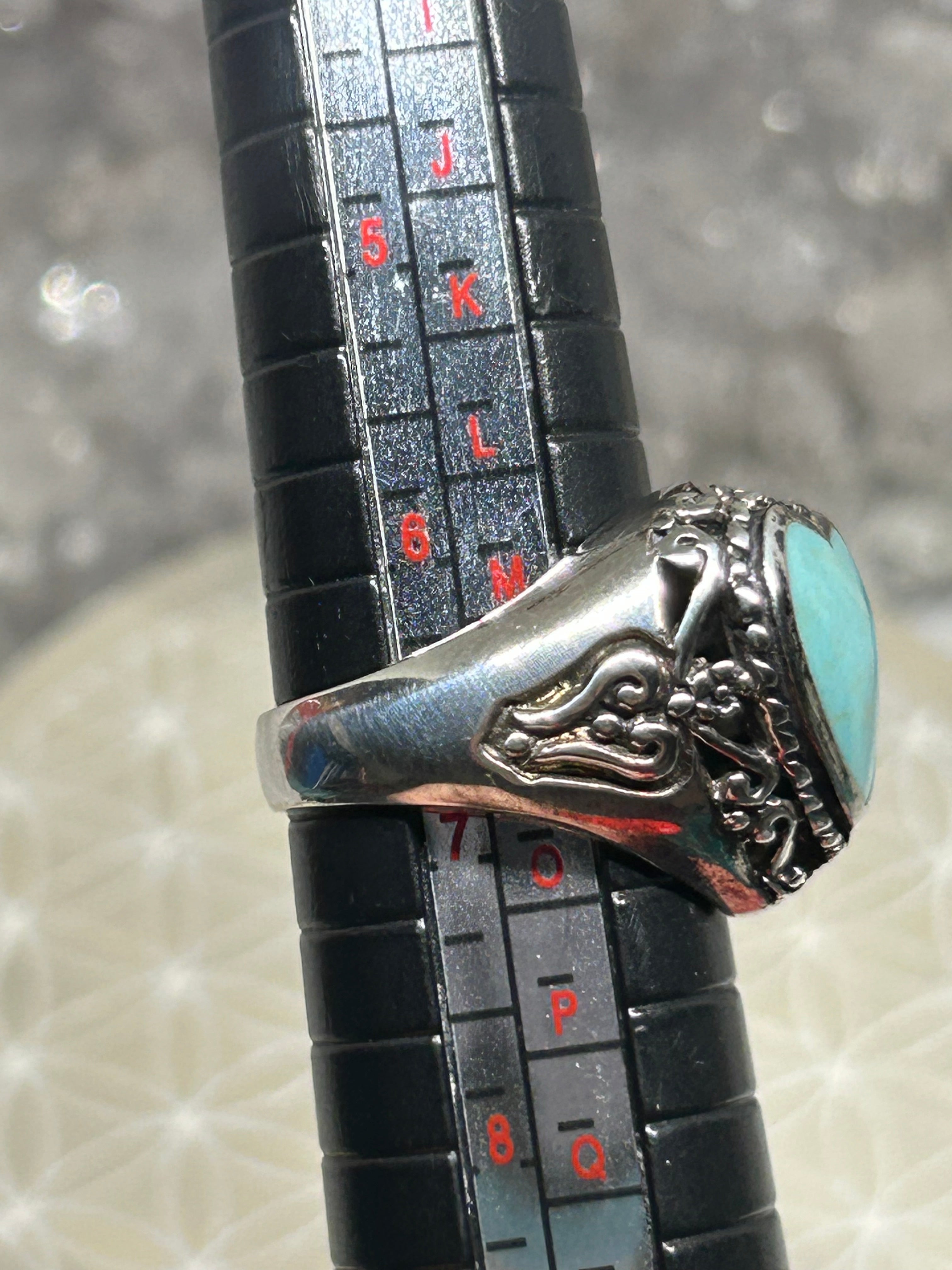 Vintage Turquoise Heart Ring 925