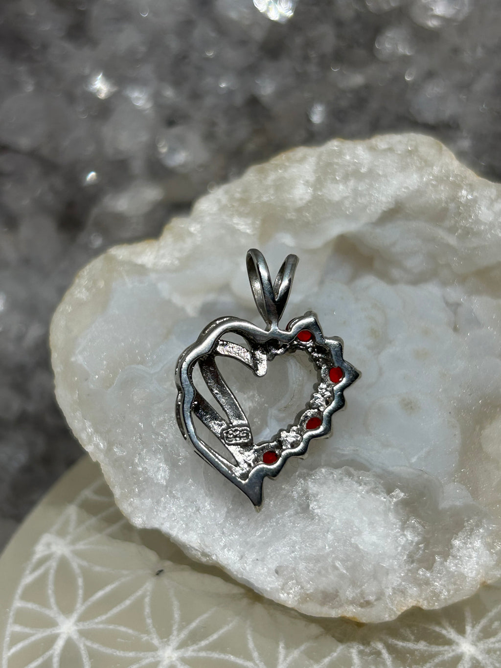 Vintage CZ Heart Pendant 925