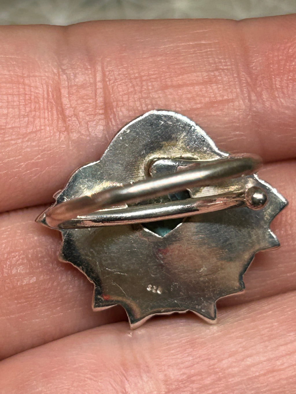 Hand Crafted Labradorite Heart Ring 925