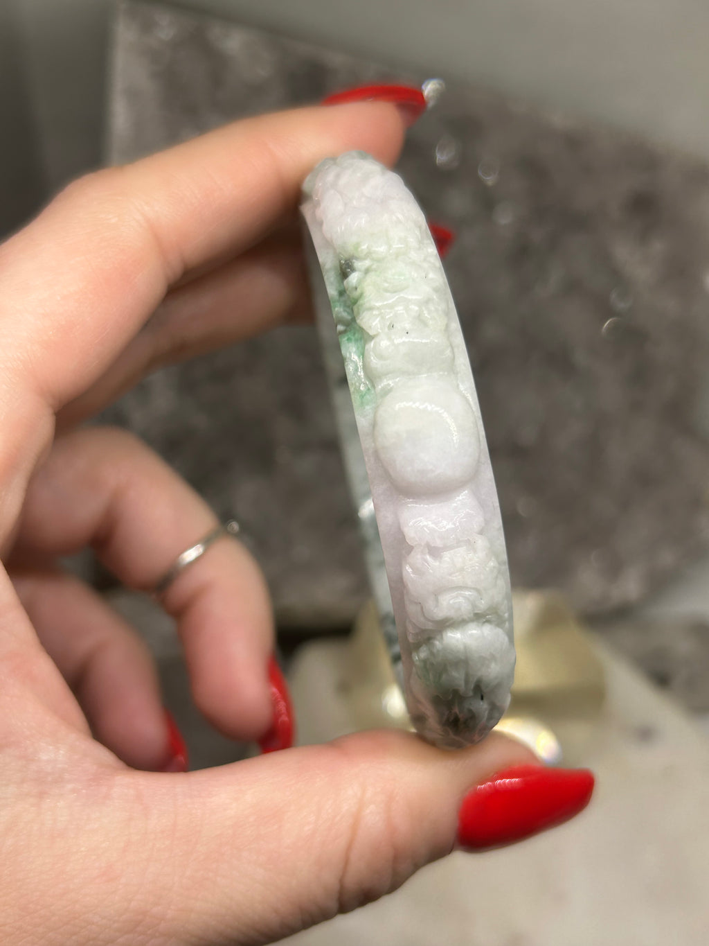 Carved Dragon Jade Bangle