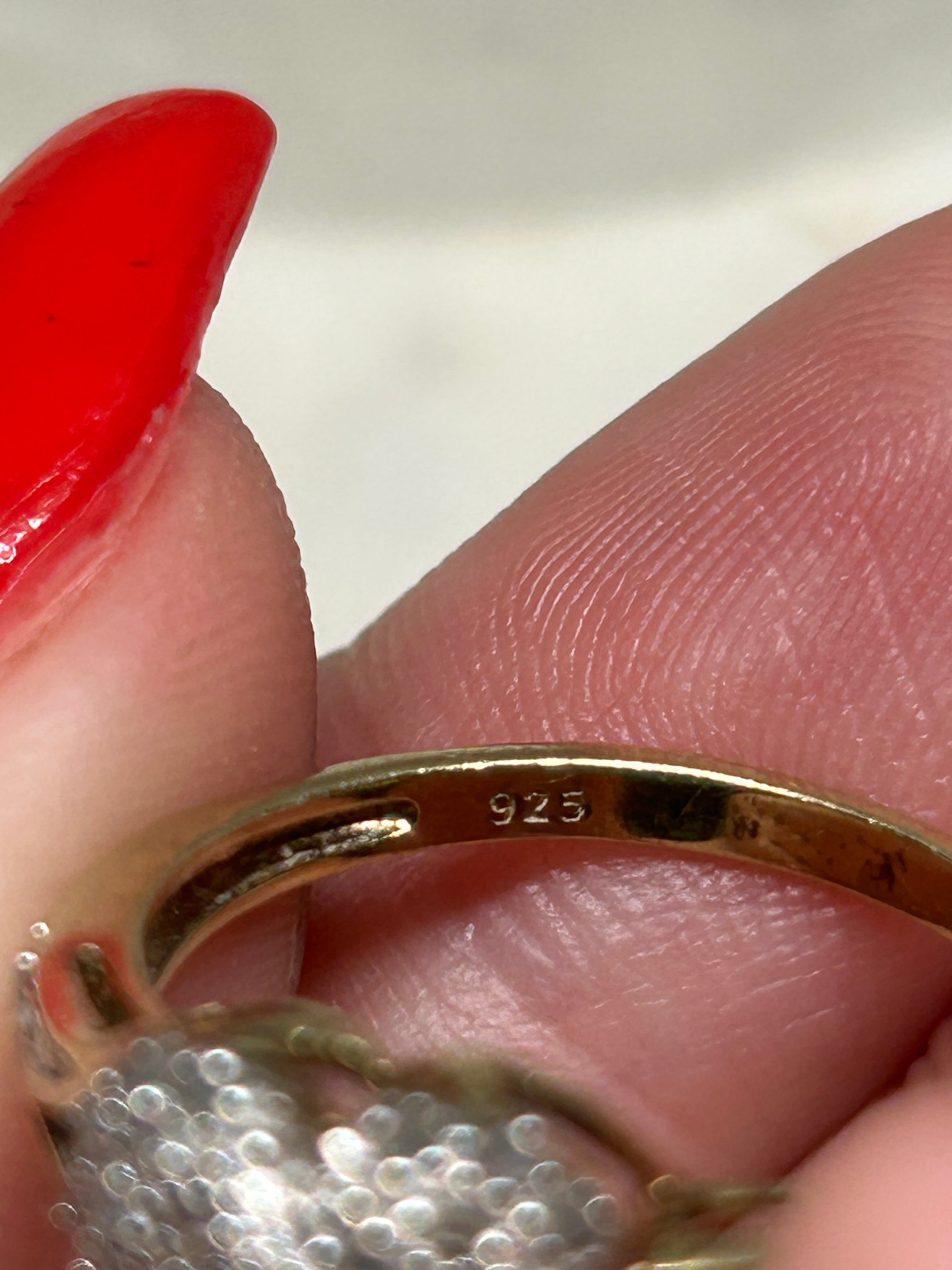 Vintage Natural Diamond Heart Ring 925