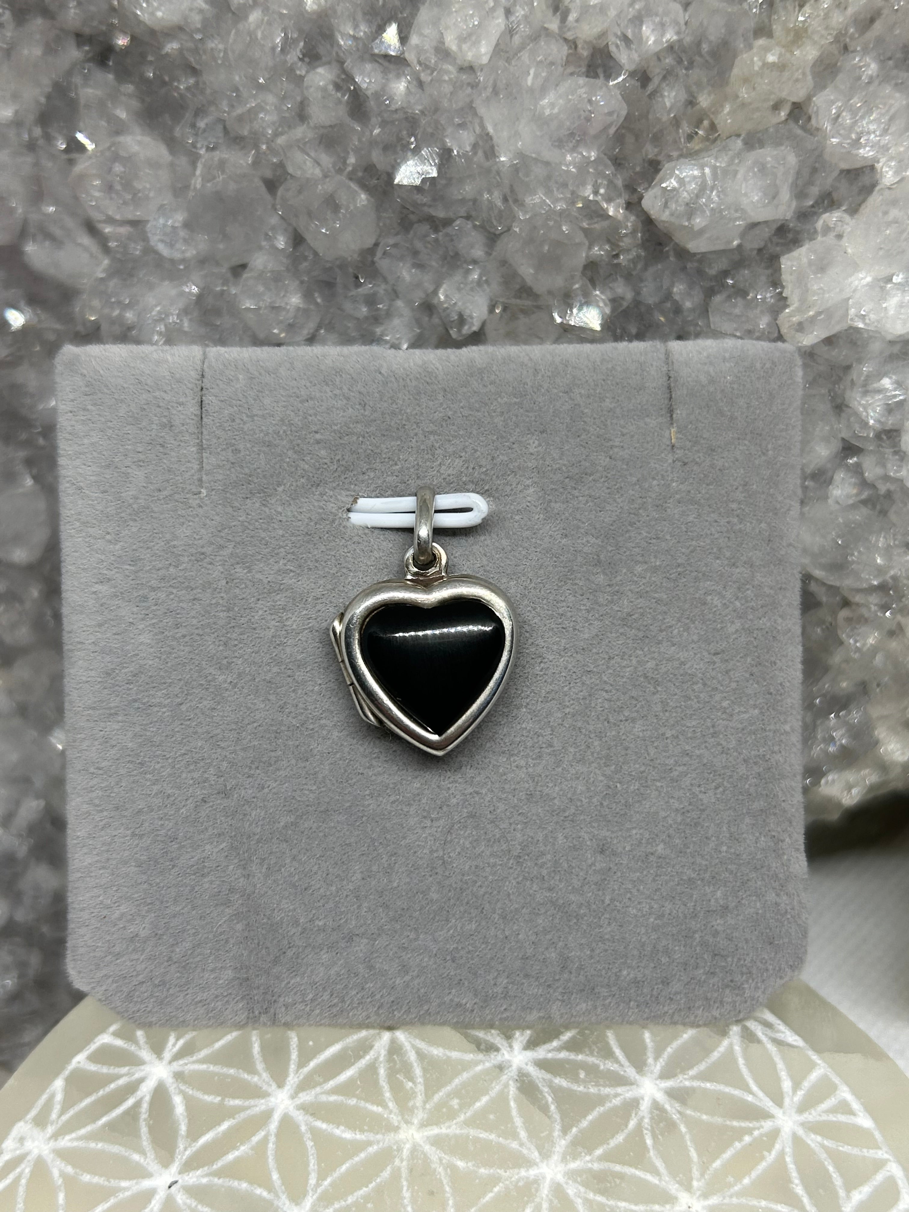 Vintage Black Onyx Heart Locket 925