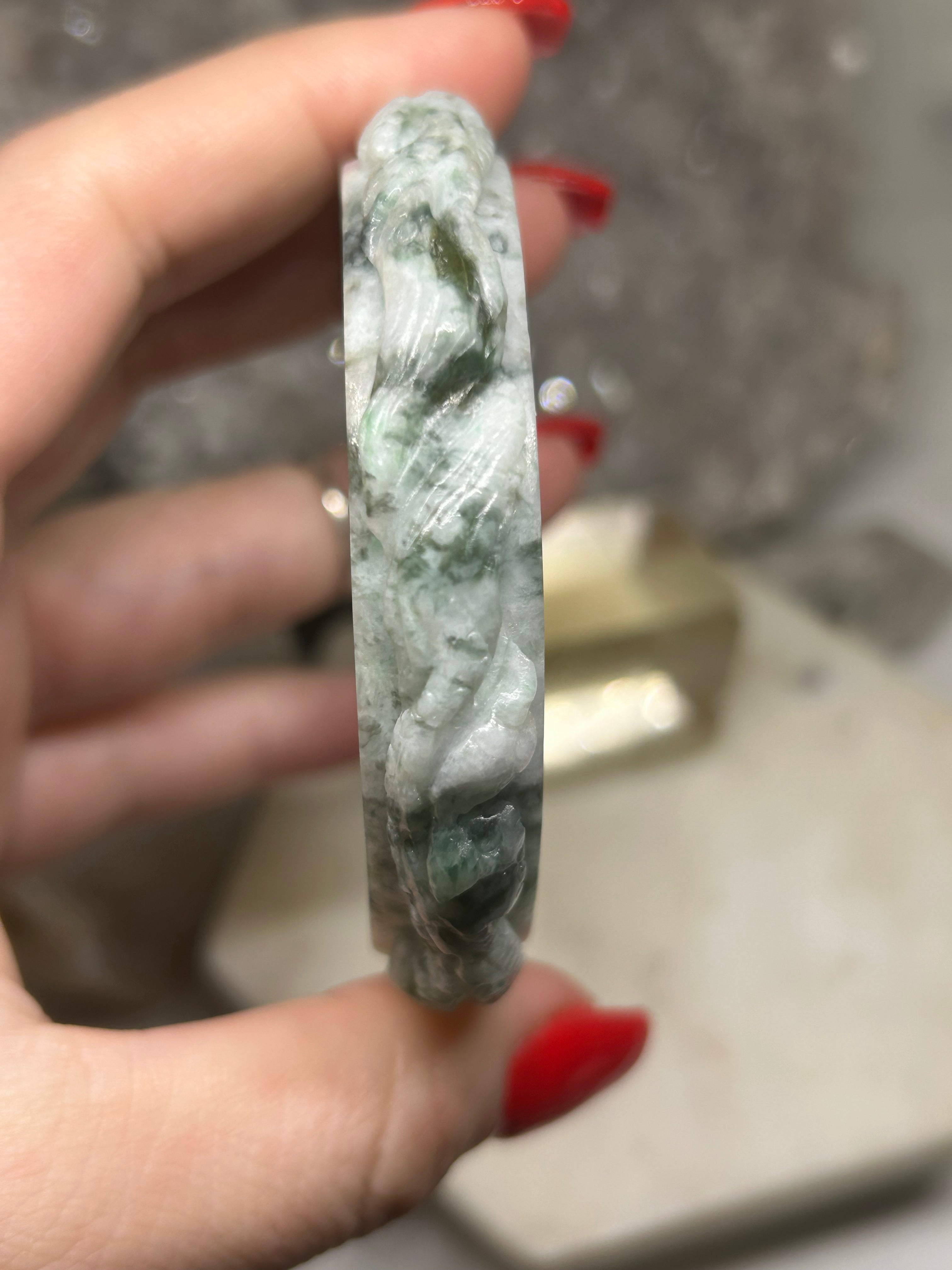 Carved Dragon Jade Bangle