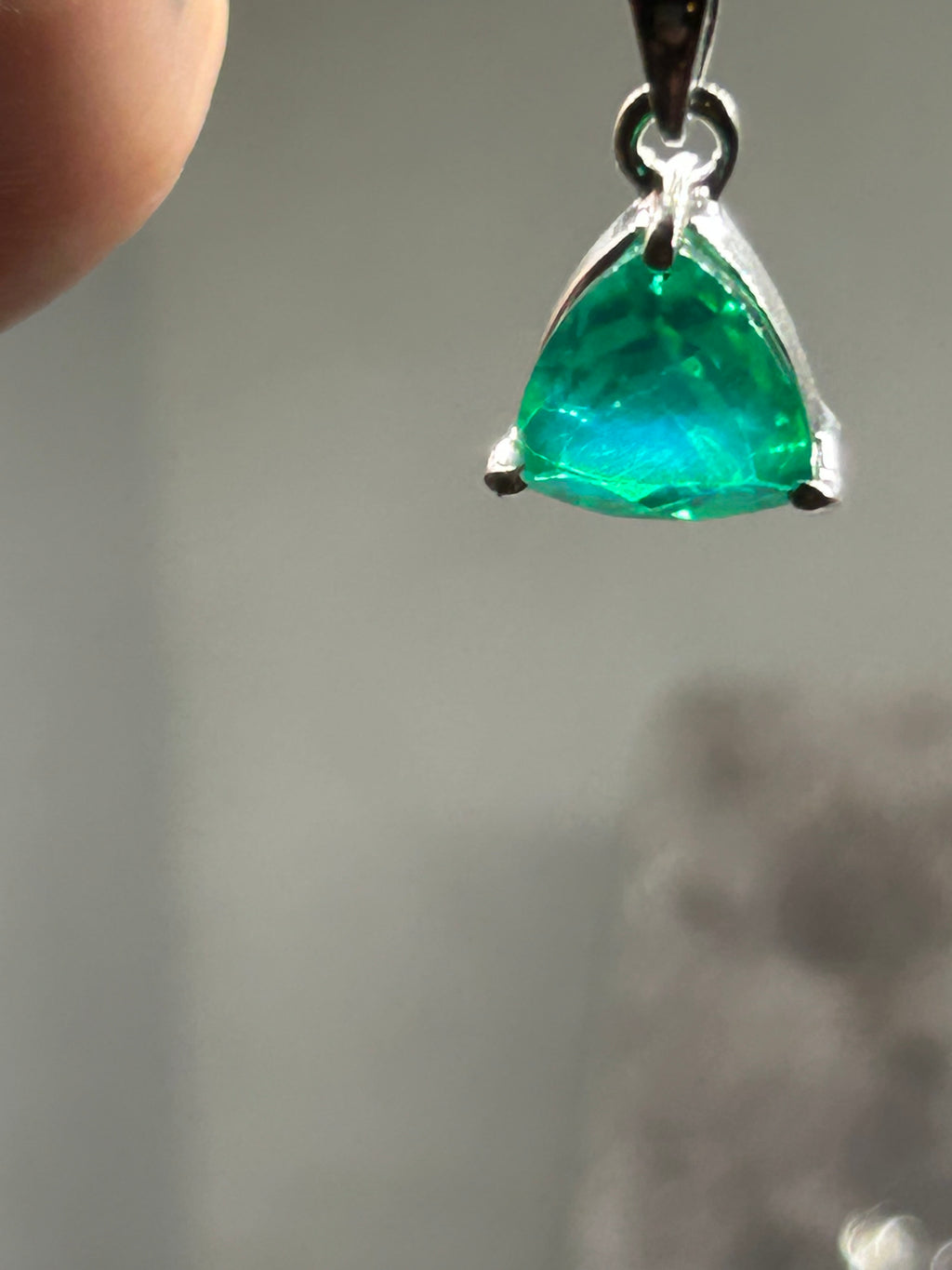 Trillion Cut Colombian Emerald Pendant Necklace