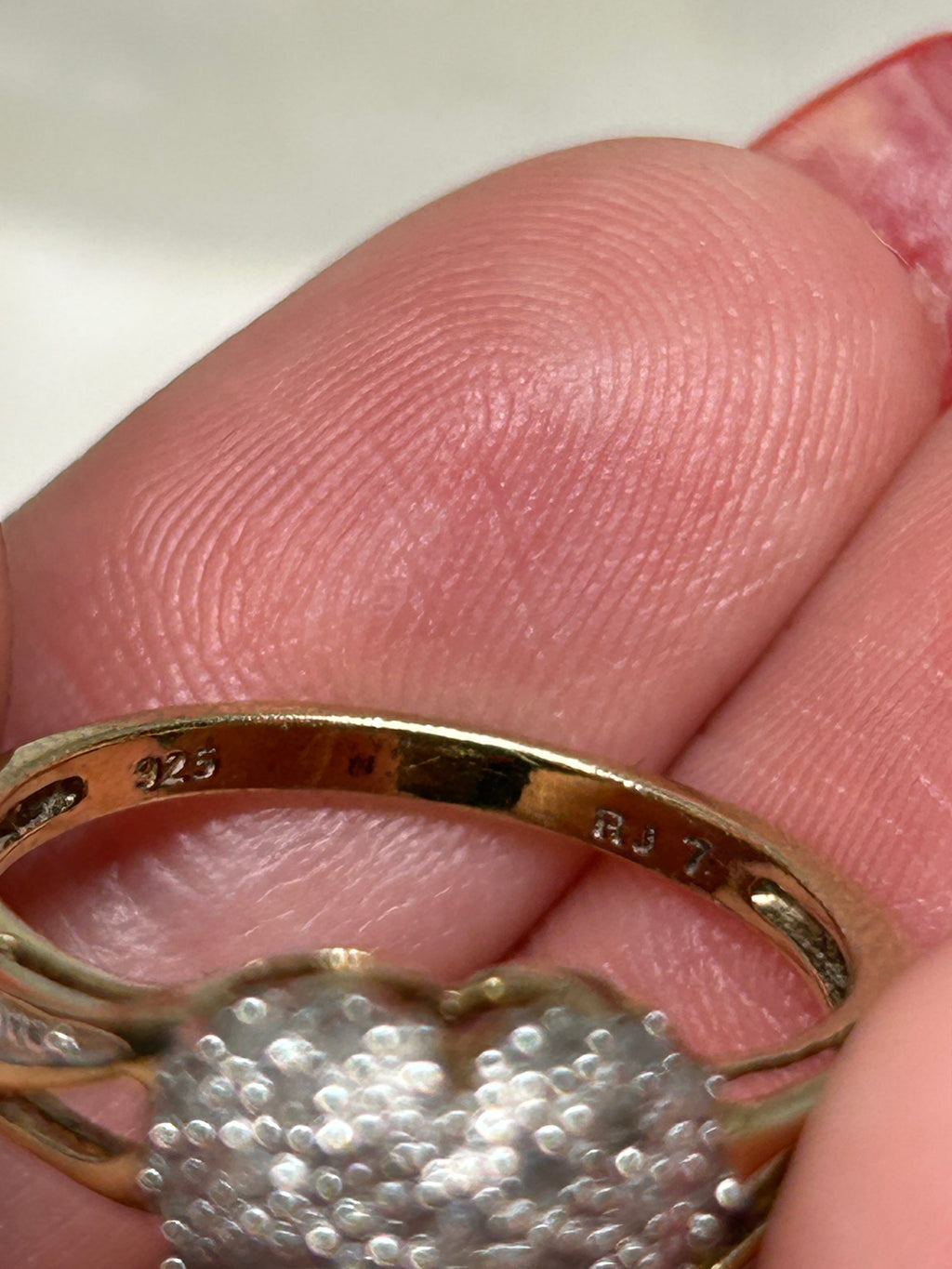 Vintage Natural Diamond Heart Ring 925