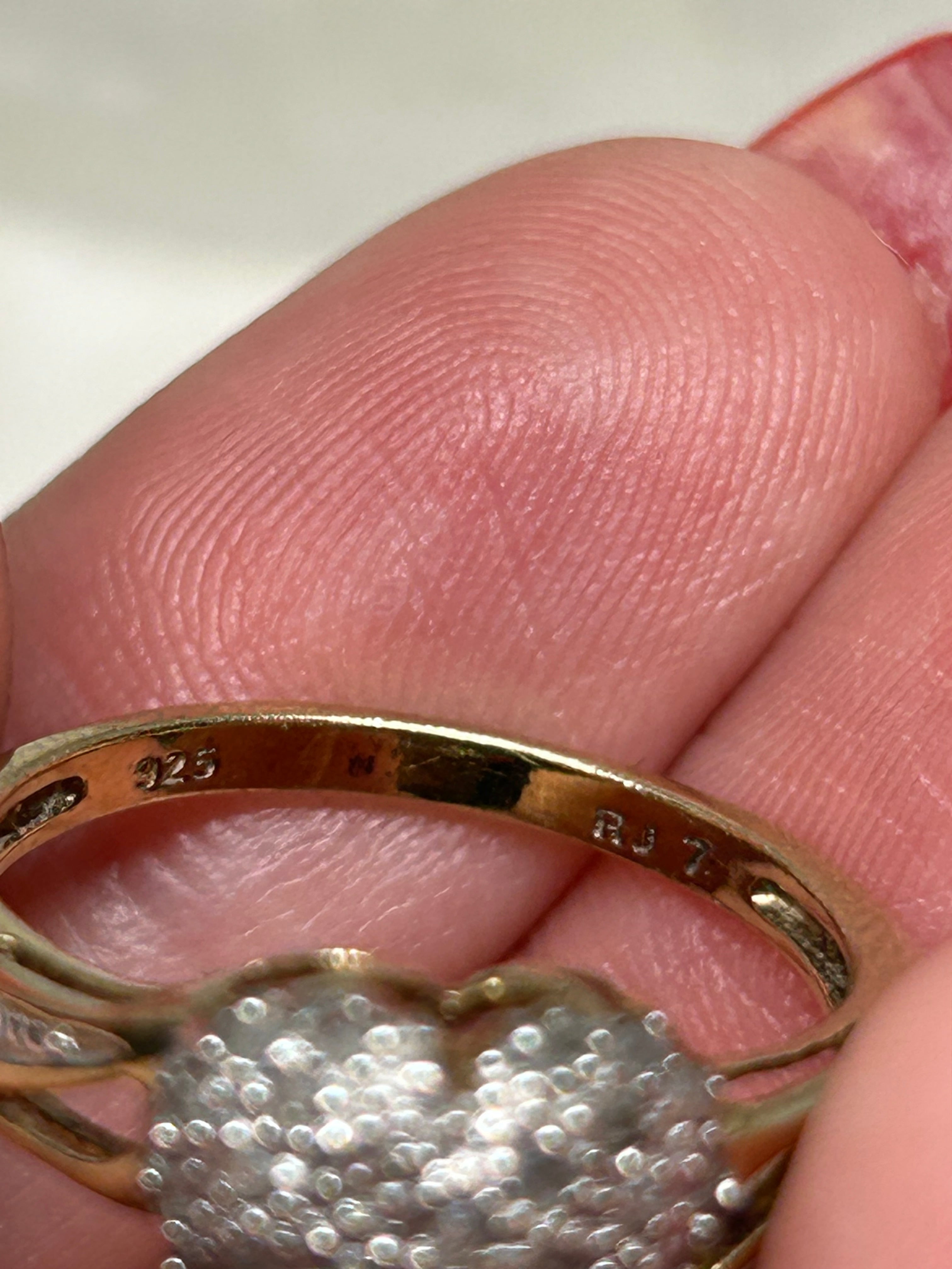 Vintage Natural Diamond Heart Ring 925
