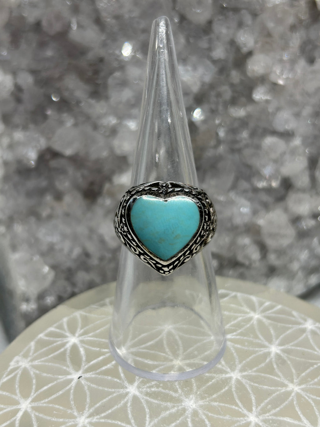 Vintage Turquoise Heart Ring 925