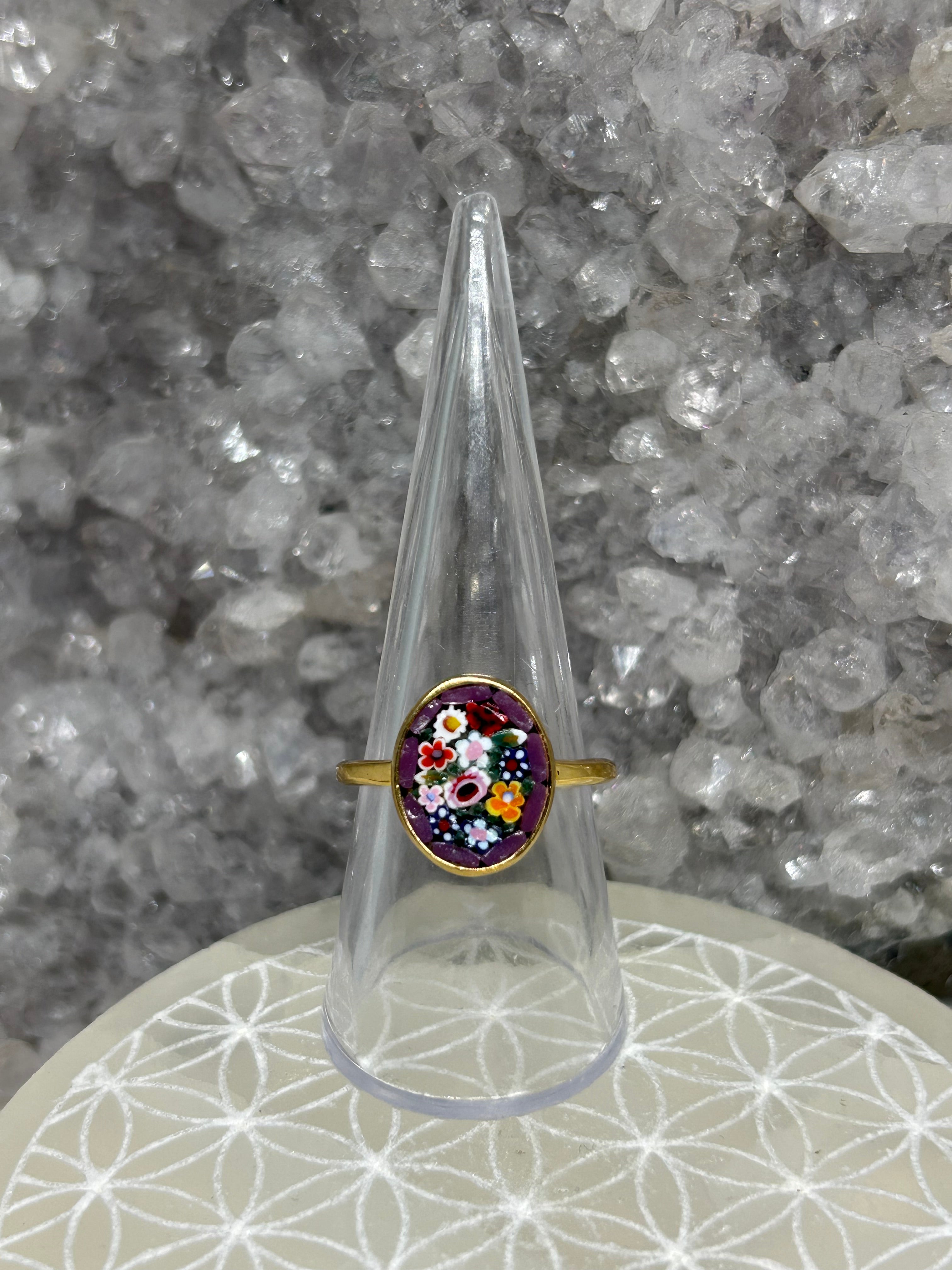 Italian Micromosaic Bouquet Ring 925