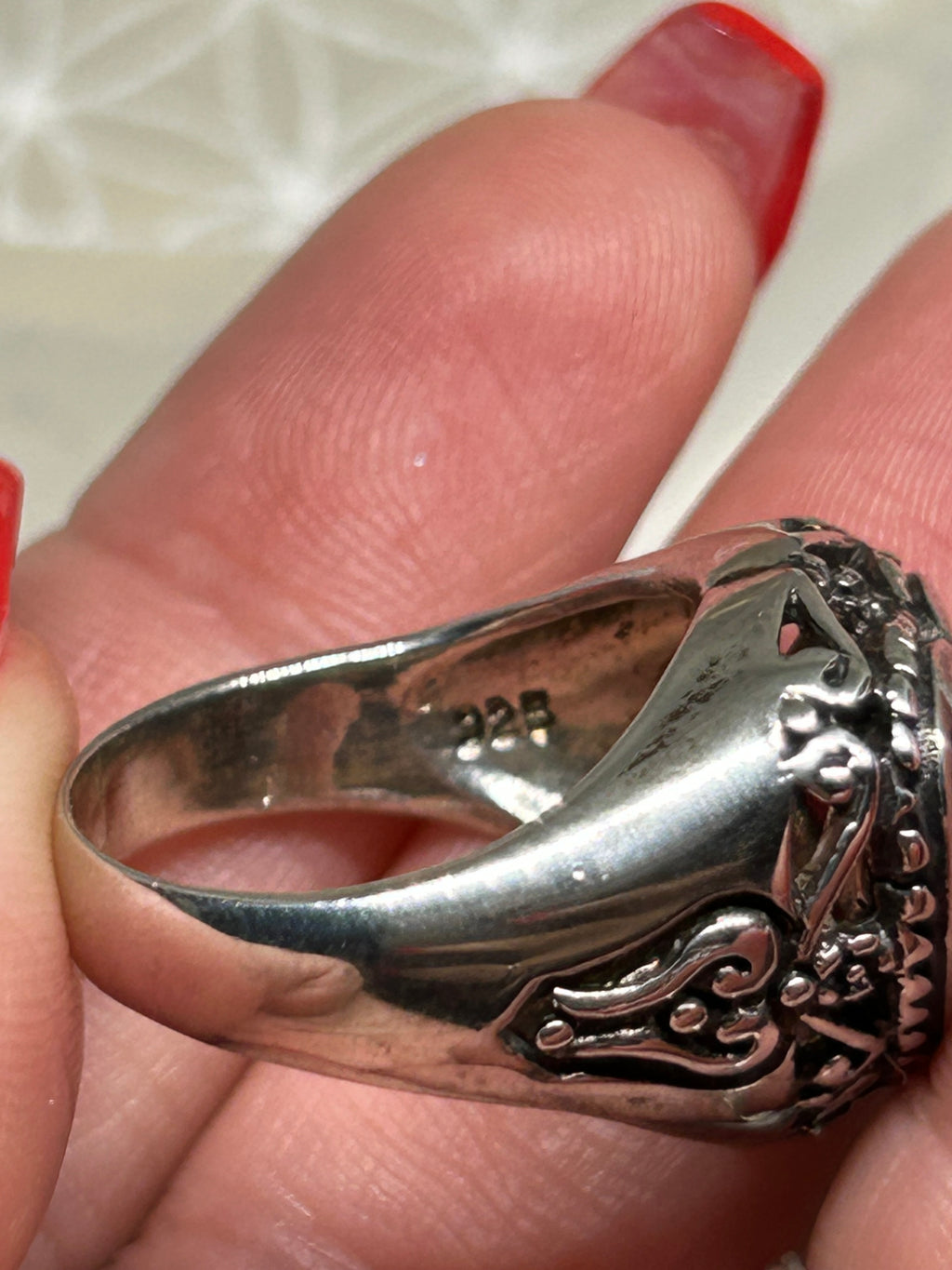 Vintage Turquoise Heart Ring 925