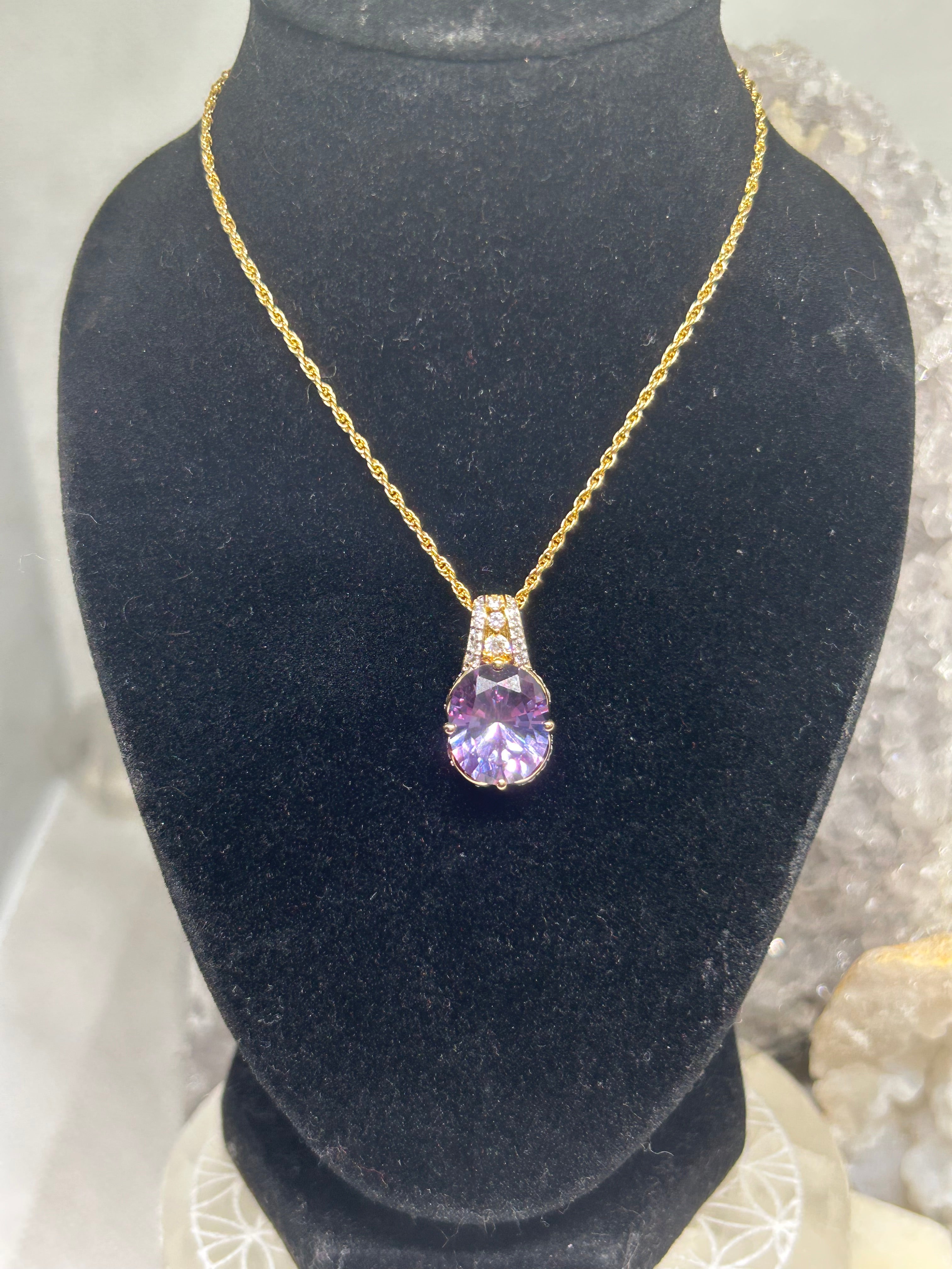 Oval Cut Color Change Sapphire Necklace 925