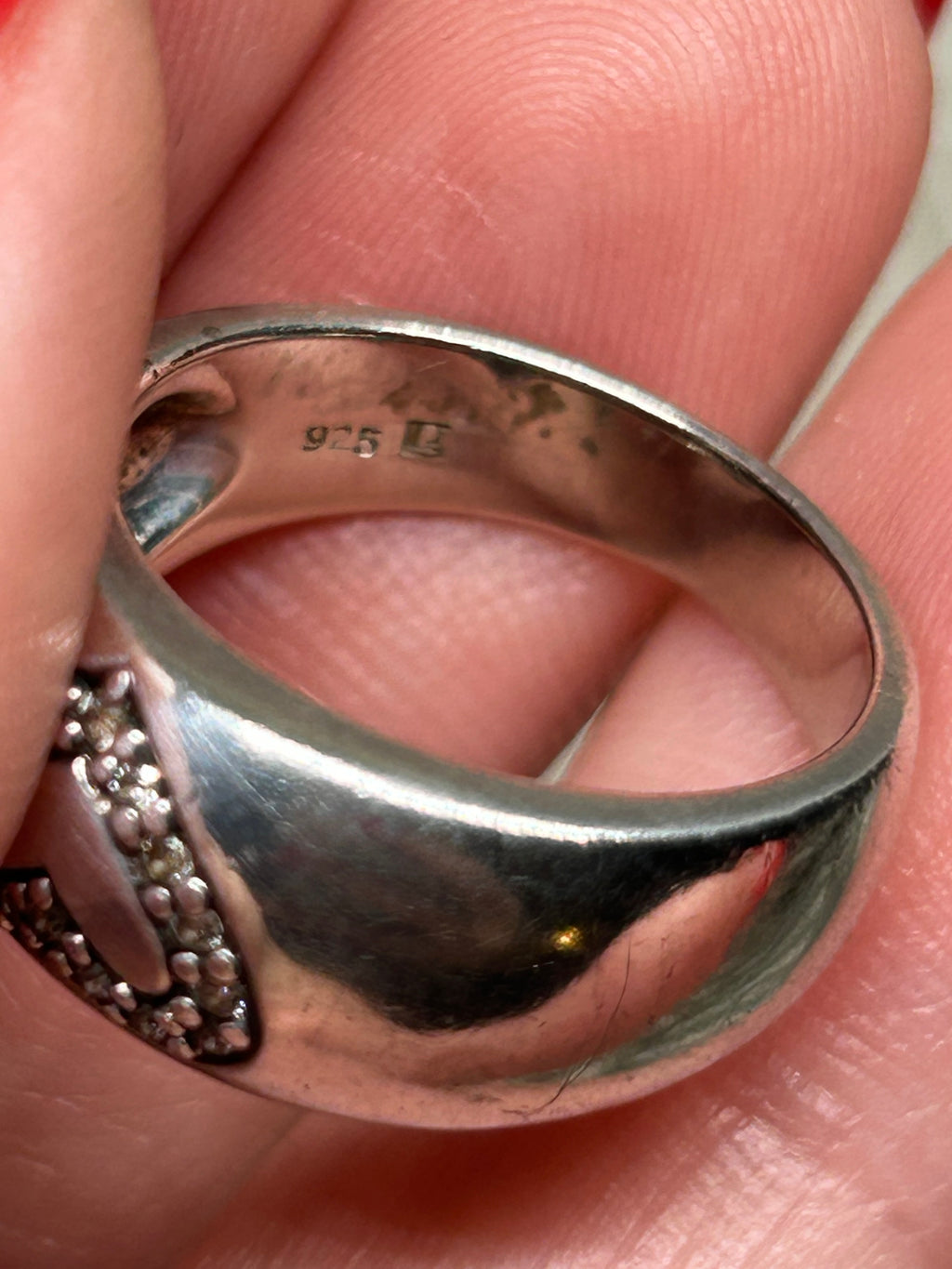 Vintage Diamond Heart Ring 925
