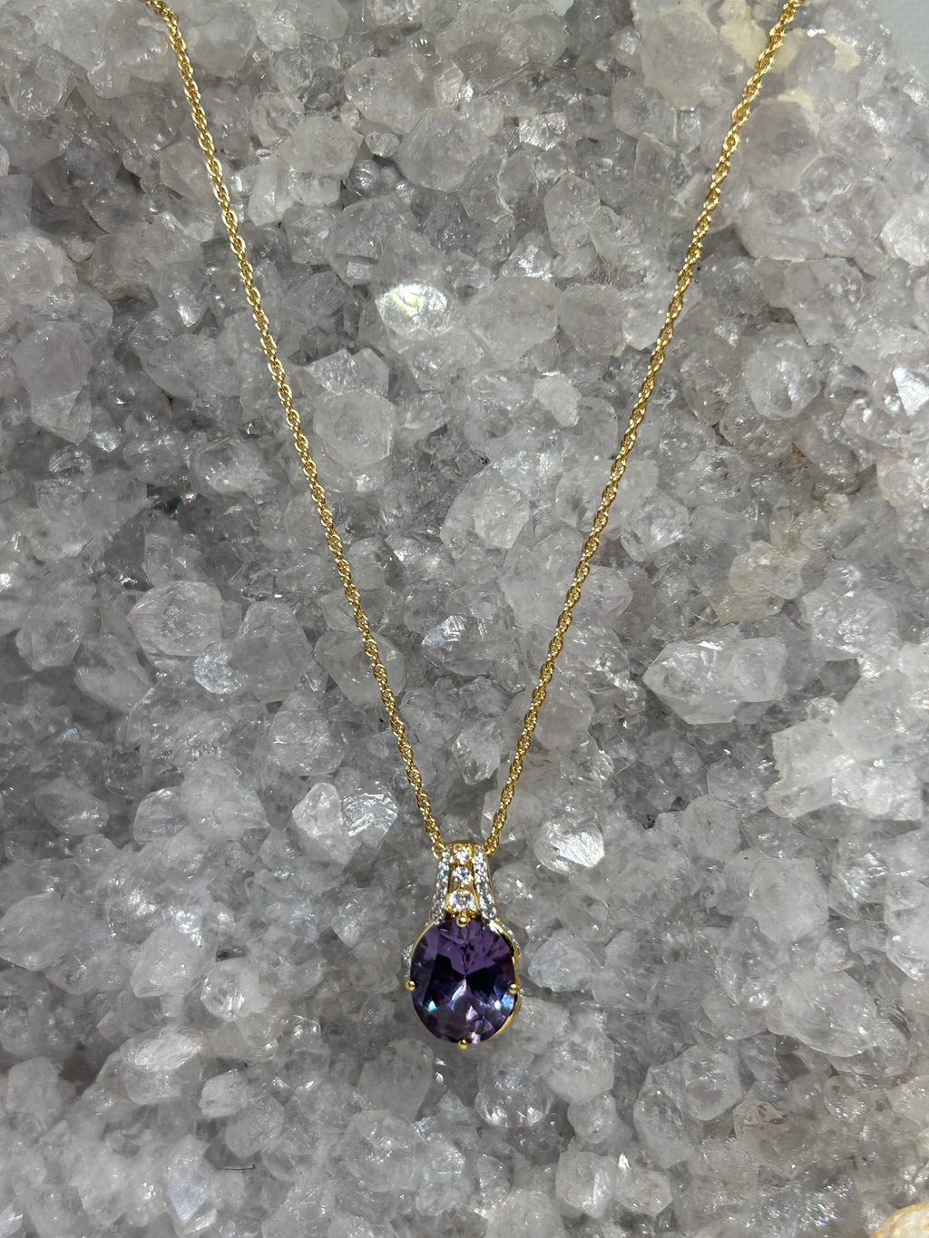 Oval Cut Color Change Sapphire Necklace 925
