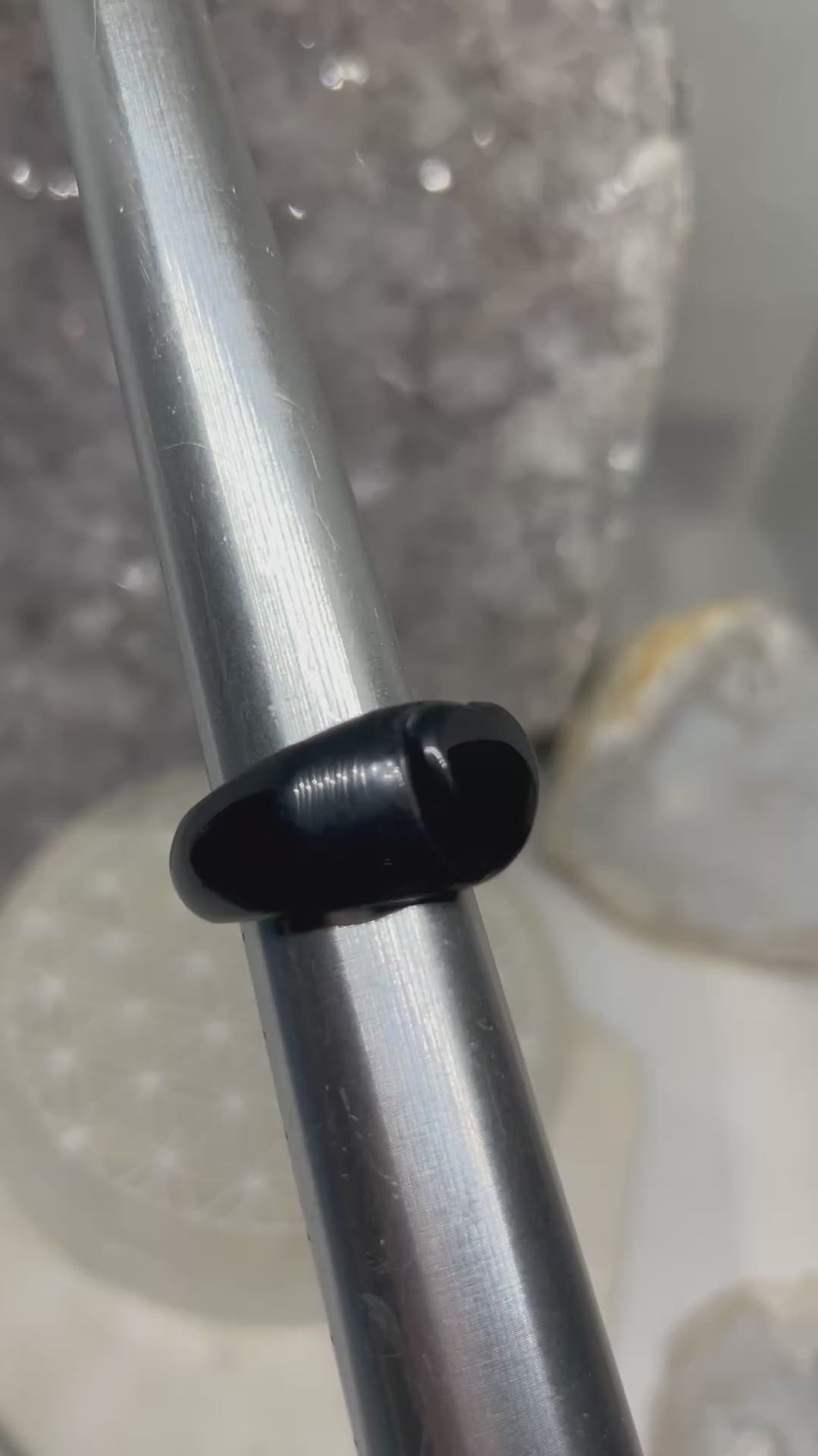 Vintage Black Onyx Carved Heart Ring